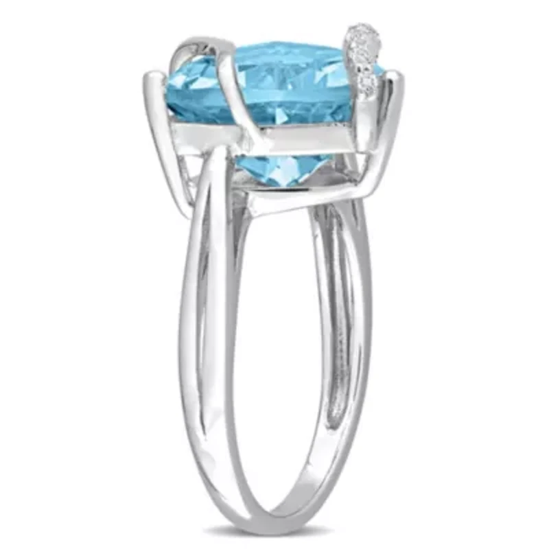 Sky Blue & White Topaz Ring Sterling Silver