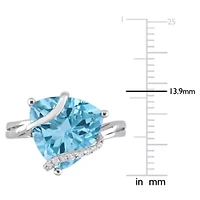 Sky Blue & White Topaz Ring Sterling Silver