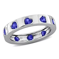 Created Blue Sapphire Ring Sterling Silver