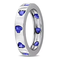 Created Blue Sapphire Ring Sterling Silver