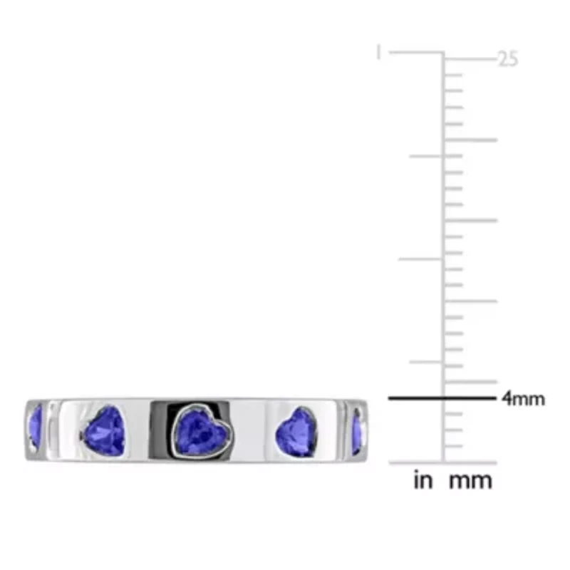 Created Blue Sapphire Ring Sterling Silver