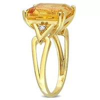 Citrine & White Topaz Ring Yellow Plated Sterling Silver