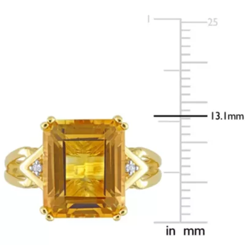 Citrine & White Topaz Ring Yellow Plated Sterling Silver