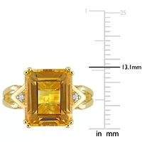 Citrine & White Topaz Ring Yellow Plated Sterling Silver
