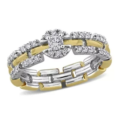 Lab Grown Diamond Ring Two Tone Silver