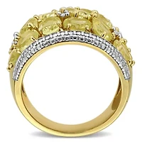 Diamond & Lemon Quartz Ring Yellow Plated Sterling Silver
