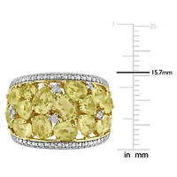 Diamond & Lemon Quartz Ring Yellow Plated Sterling Silver