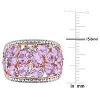 Diamond & Rose de France Ring Plated Sterling Silver