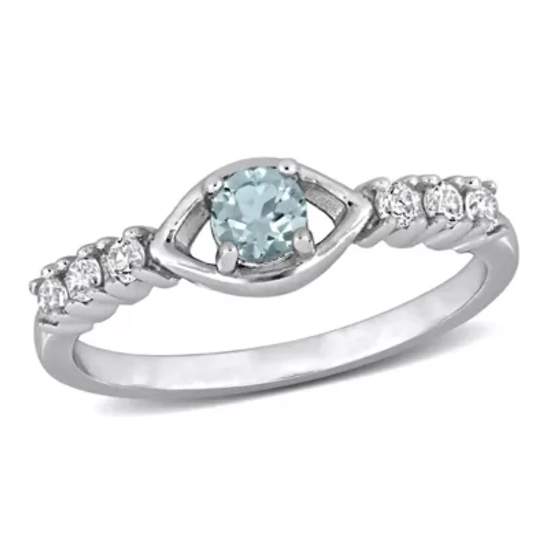 Lab Created Sky Blue Topaz & White Sapphire Ring Sterling Silver