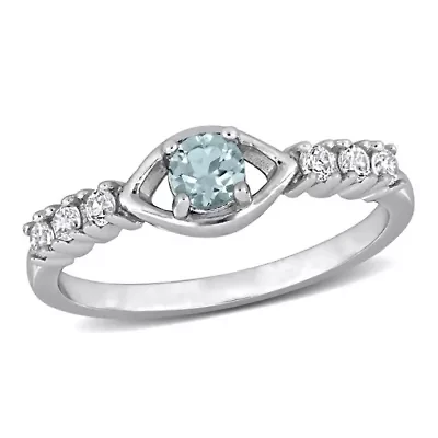 Lab Created Sky Blue Topaz & White Sapphire Ring Sterling Silver