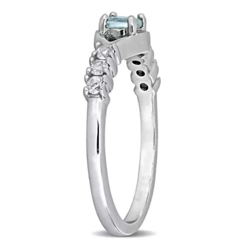 Lab Created Sky Blue Topaz & White Sapphire Ring Sterling Silver