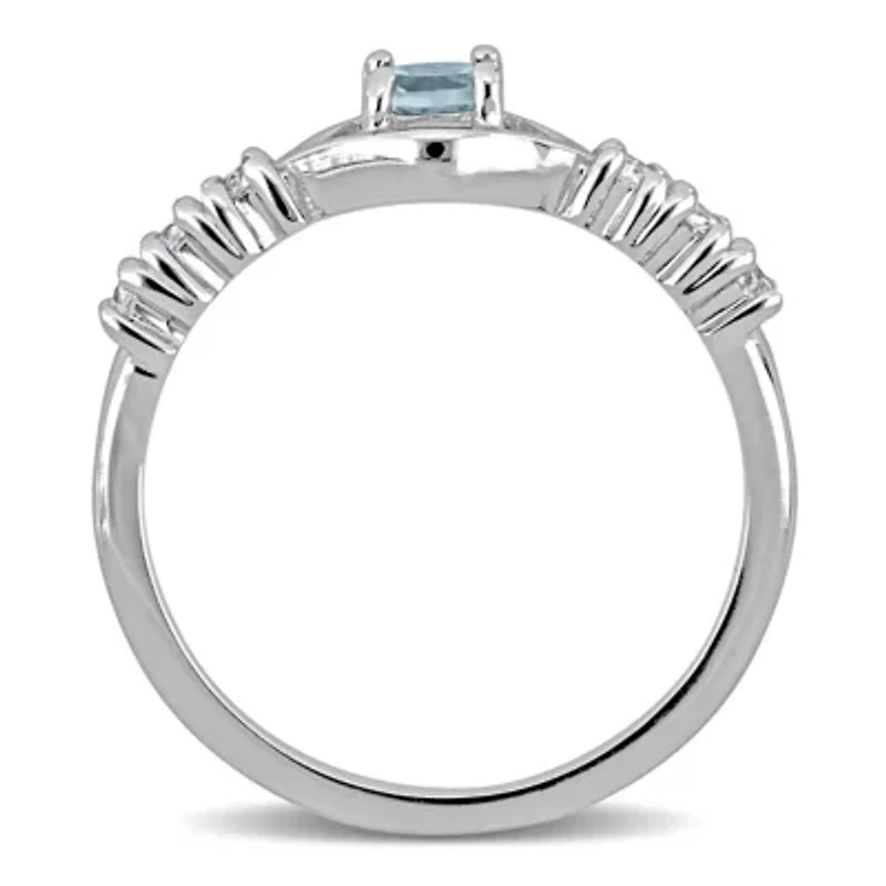 Lab Created Sky Blue Topaz & White Sapphire Ring Sterling Silver