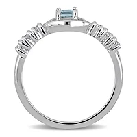 Lab Created Sky Blue Topaz & White Sapphire Ring Sterling Silver