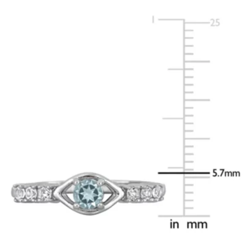 Lab Created Sky Blue Topaz & White Sapphire Ring Sterling Silver