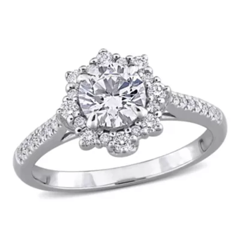 Lab Created Grown Diamond Engagement Ring 14k White Gold
