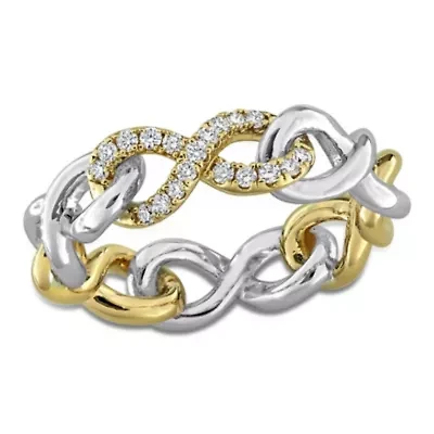 Lab Grown Diamond Ring Two Tone Silver