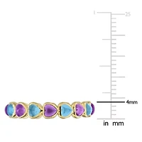 Amethyst-Africa & Swiss Blue Topaz Ring Yellow Plated Sterling Silver