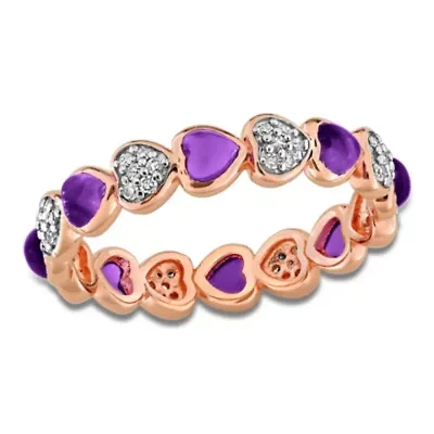 Diamond & Amethyst-Africa Ring Rose Plated Sterling Silver