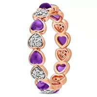 Diamond & Amethyst-Africa Ring Rose Plated Sterling Silver