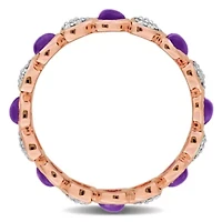 Diamond & Amethyst-Africa Ring Rose Plated Sterling Silver