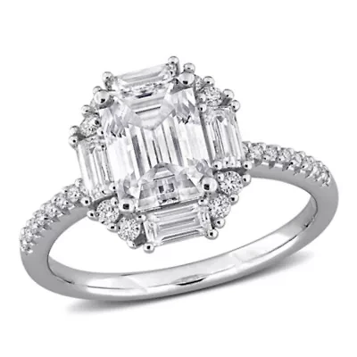 Lab Created White Moissanite Ring Sterling Silver