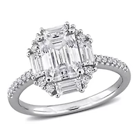 Lab Created White Moissanite Ring Sterling Silver