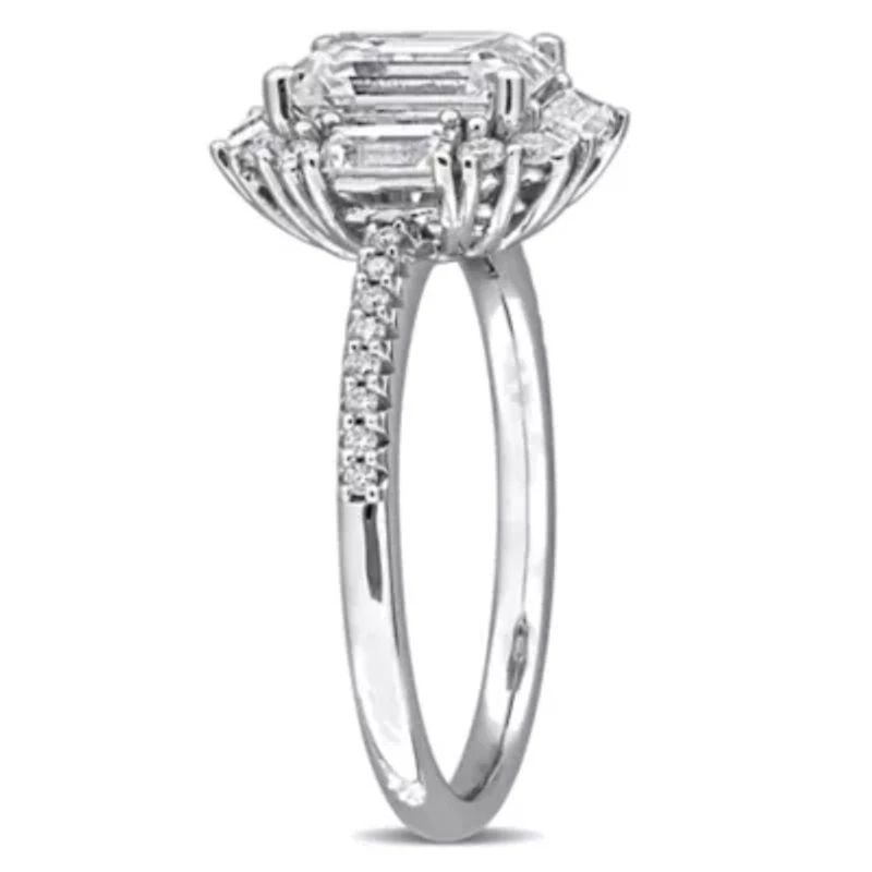 Lab Created White Moissanite Ring Sterling Silver