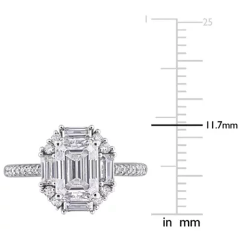 Lab Created White Moissanite Ring Sterling Silver
