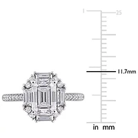 Lab Created White Moissanite Ring Sterling Silver