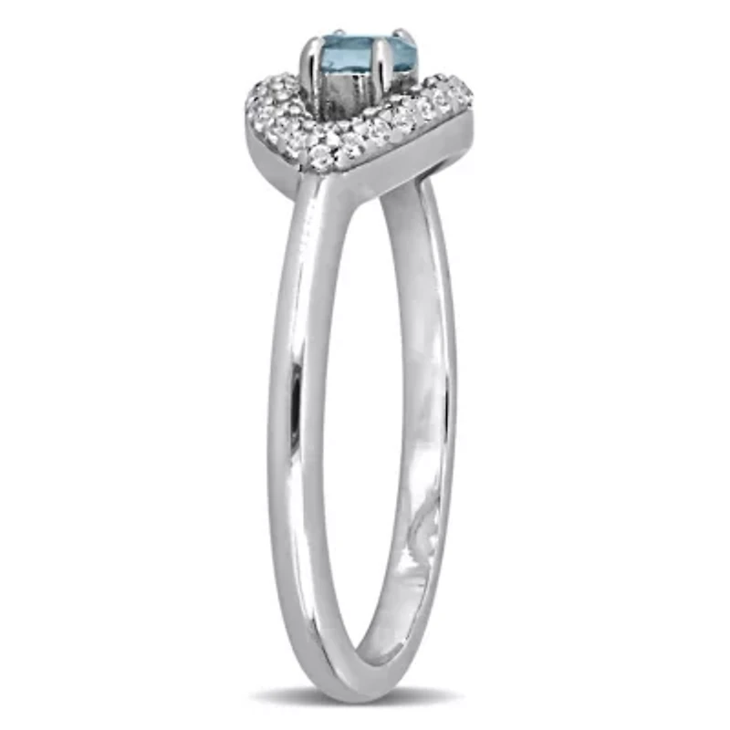 Lab Created Blue Topaz White Sapphire Ring Sterling Silver