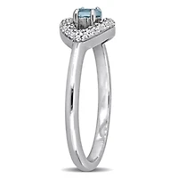 Lab Created Blue Topaz White Sapphire Ring Sterling Silver