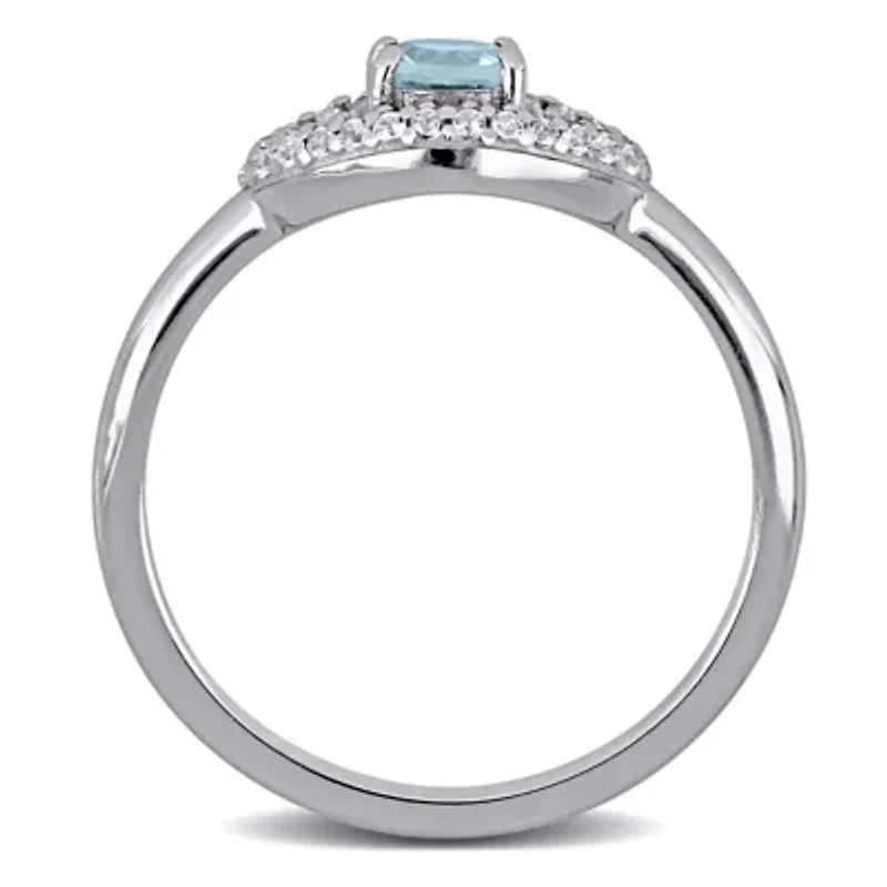 Lab Created Blue Topaz White Sapphire Ring Sterling Silver