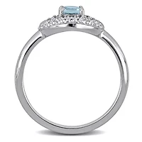 Lab Created Blue Topaz White Sapphire Ring Sterling Silver