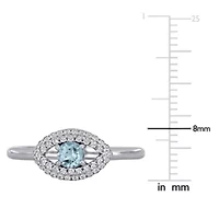 Lab Created Blue Topaz White Sapphire Ring Sterling Silver
