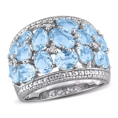 Diamond & Sky Blue Topaz Ring Sterling Silver