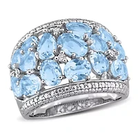 Diamond & Sky Blue Topaz Ring Sterling Silver