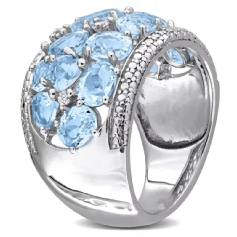 Diamond & Sky Blue Topaz Ring Sterling Silver