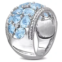 Diamond & Sky Blue Topaz Ring Sterling Silver