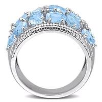 Diamond & Sky Blue Topaz Ring Sterling Silver