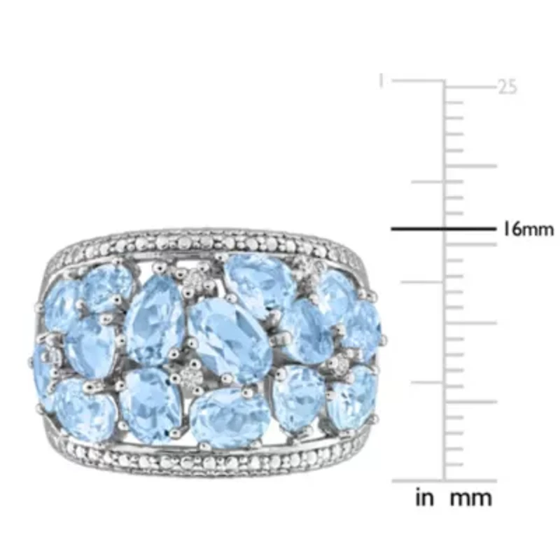 Diamond & Sky Blue Topaz Ring Sterling Silver