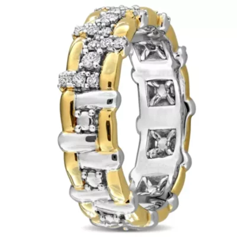 Lab Grown Diamond Ring Two Tone Silver