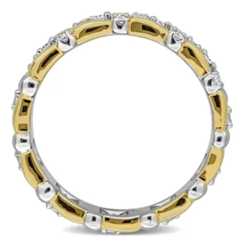 Lab Grown Diamond Ring Two Tone Silver