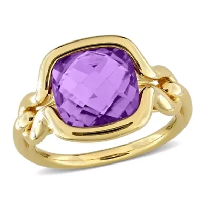 Amethyst Ring Yellow Plated Sterling Silver