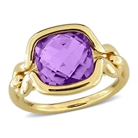Amethyst Ring Yellow Plated Sterling Silver