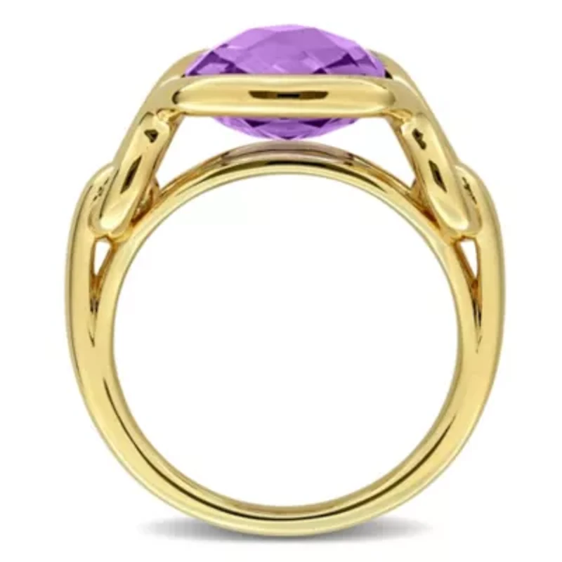 Amethyst Ring Yellow Plated Sterling Silver