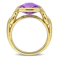 Amethyst Ring Yellow Plated Sterling Silver