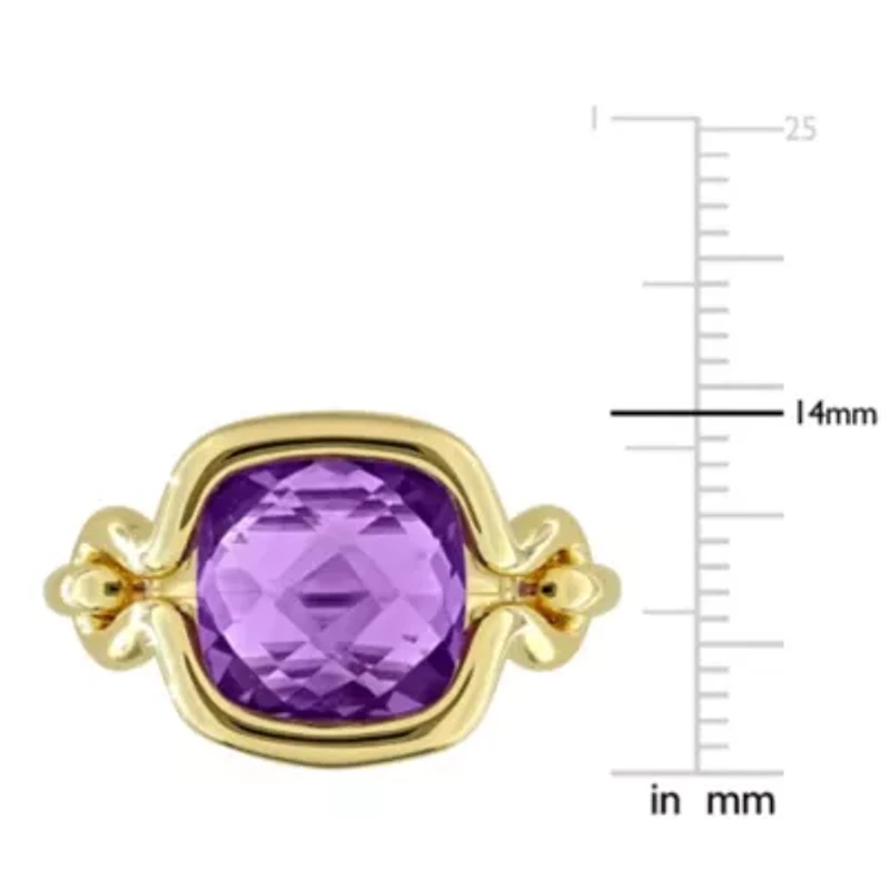 Amethyst Ring Yellow Plated Sterling Silver