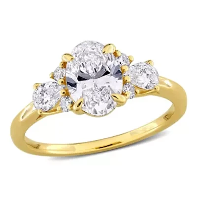 Lab Created Grown Diamonds Engagement Ring 14k Yellow Gold