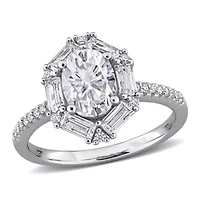 Lab Created White Moissanite Ring Sterling Silver