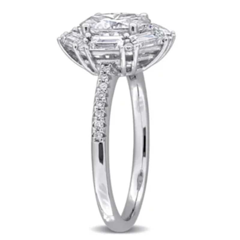 Lab Created White Moissanite Ring Sterling Silver